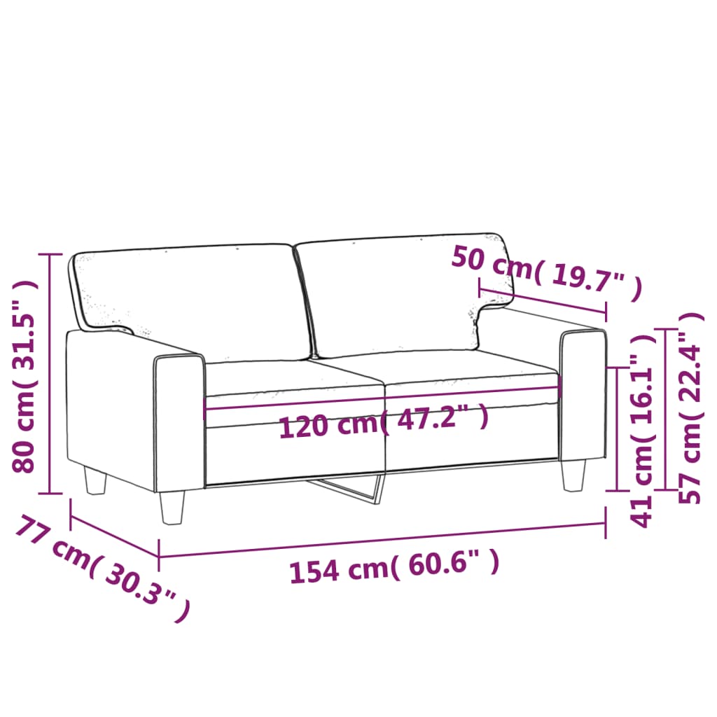 Gray 2-Seater Sofa 120 cm in imitation leather