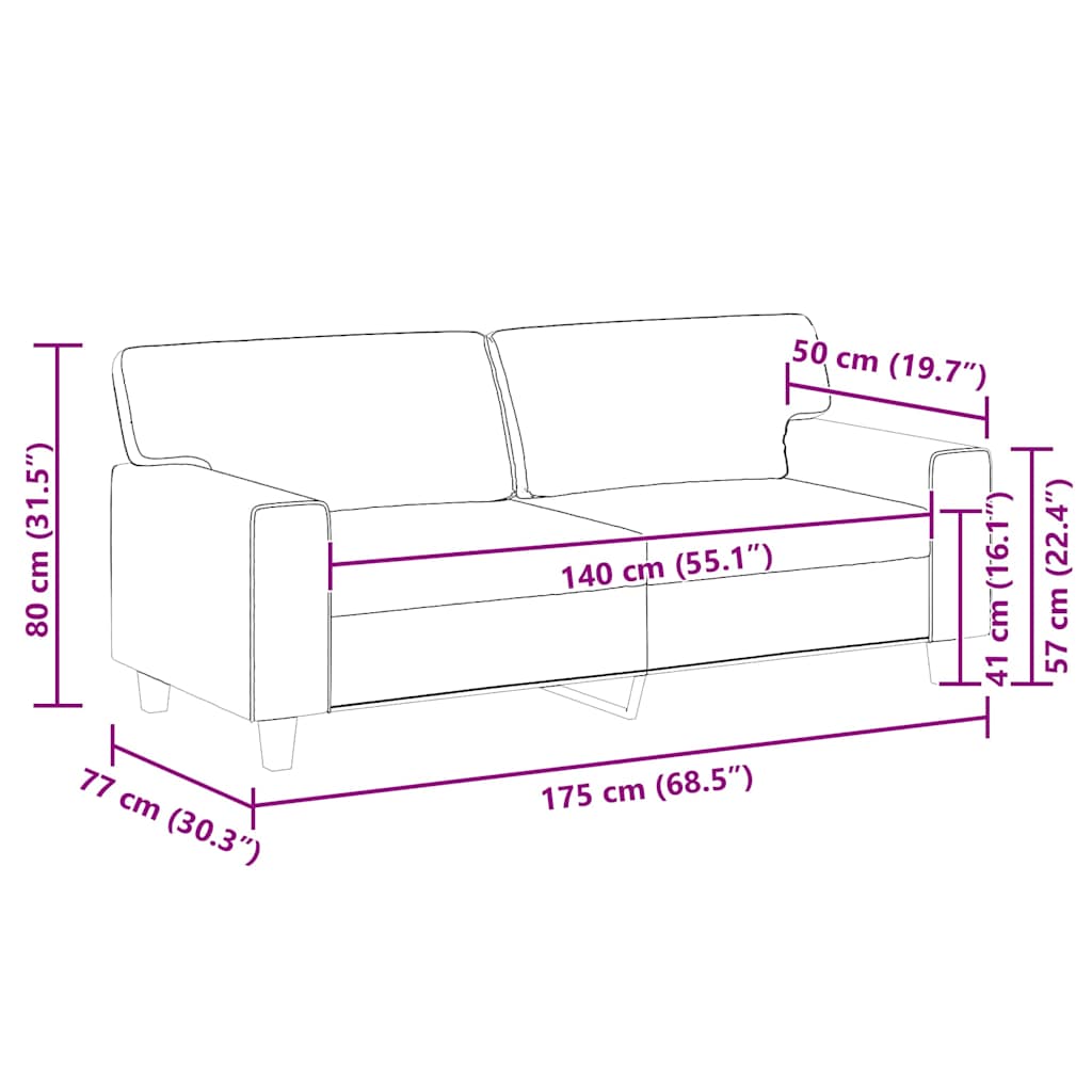 Cream 2-Seater Sofa 140 cm in imitation leather