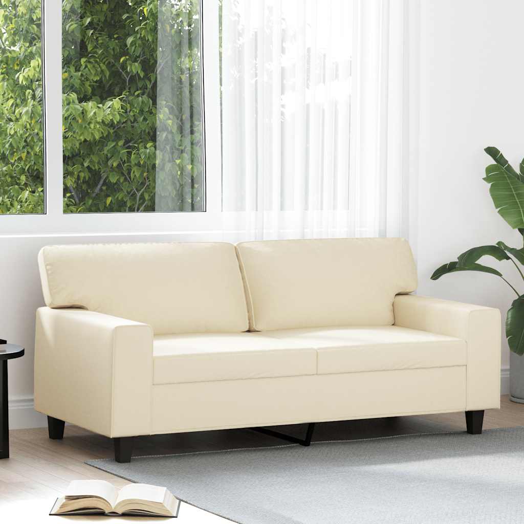 Cream 2-Seater Sofa 140 cm in imitation leather