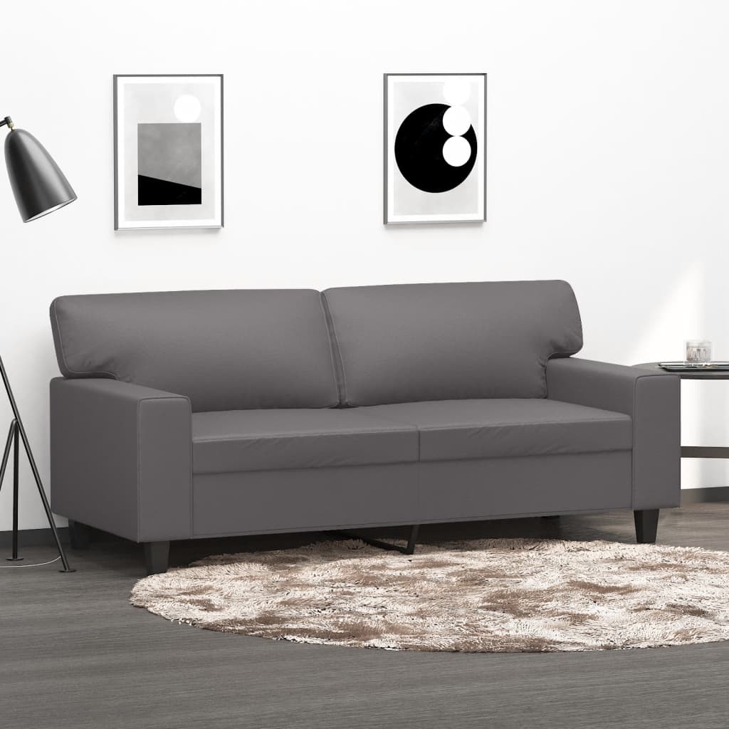 Divano a 2 Posti Grigio 140 cm in Similpelle - homemem39