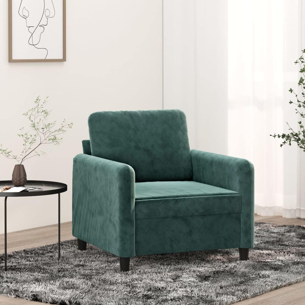 Poltrona Verde Scuro 60 cm Velluto - homemem39