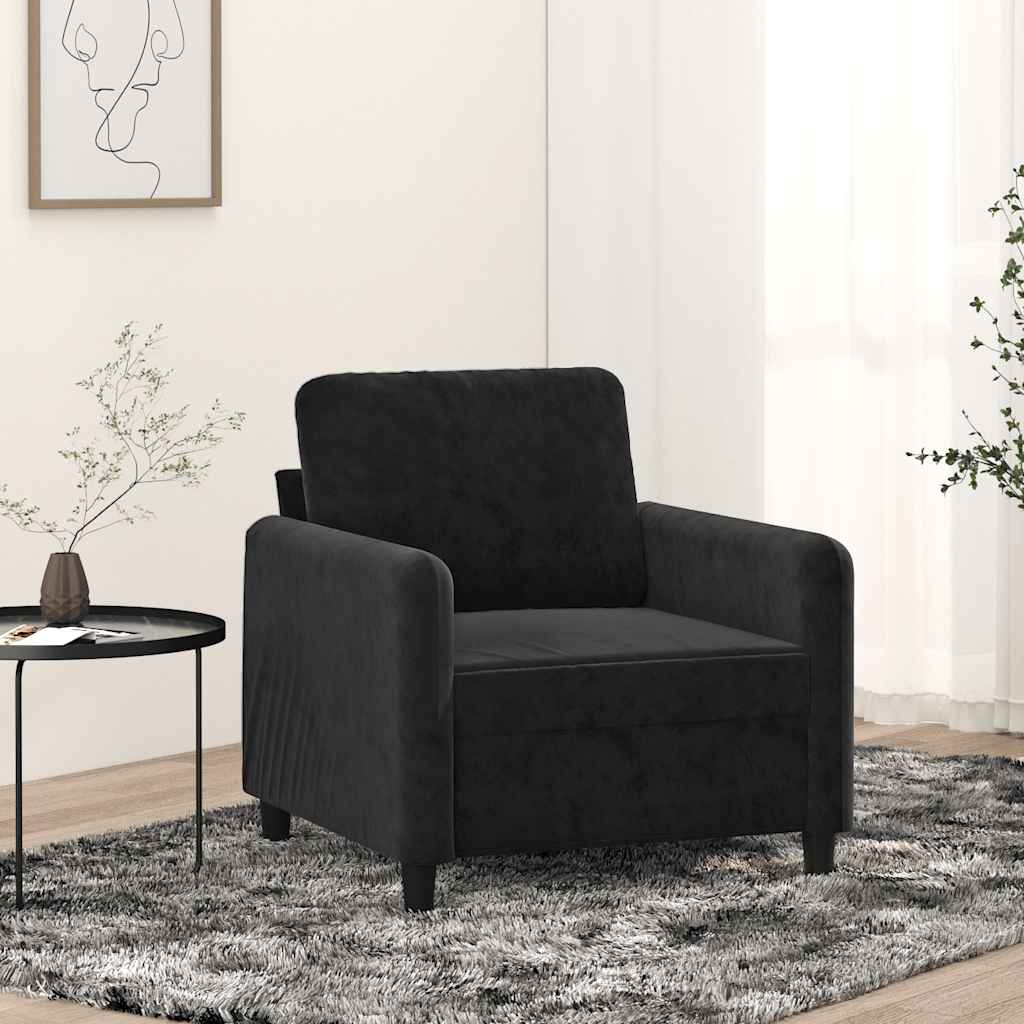 Poltrona Nero 60 cm Velluto | homemem39