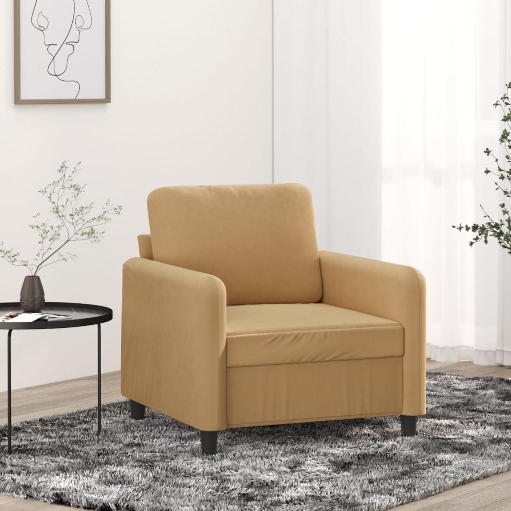 Poltrona Marrone 60 cm Velluto - homemem39