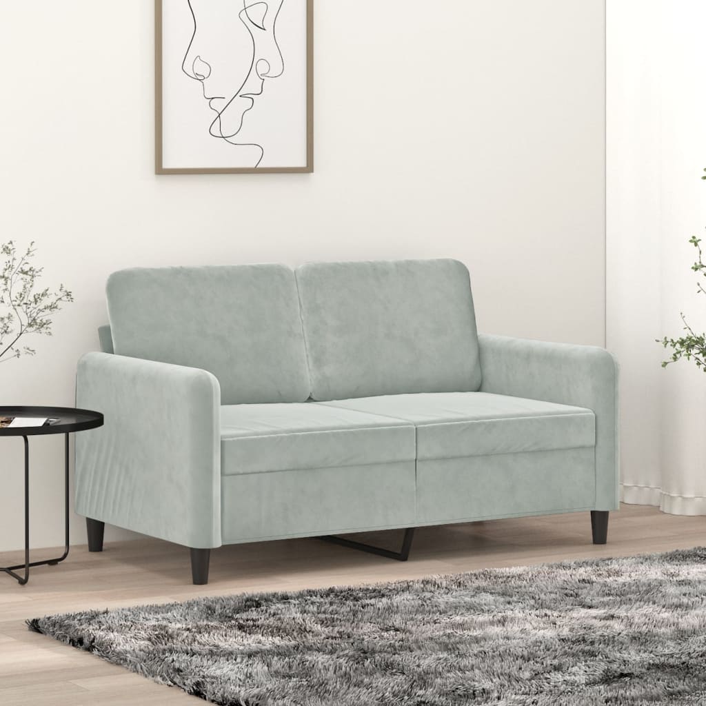 Divano a 2 Posti Grigio Chiaro 120 cm in Velluto - homemem39