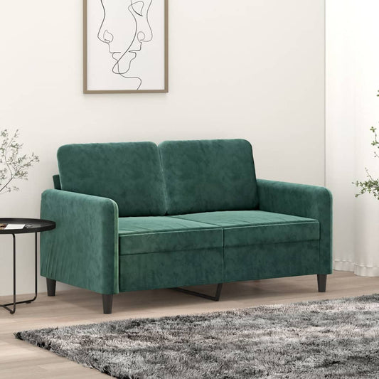 Divano a 2 Posti Verde Scuro 120 cm in Velluto - homemem39