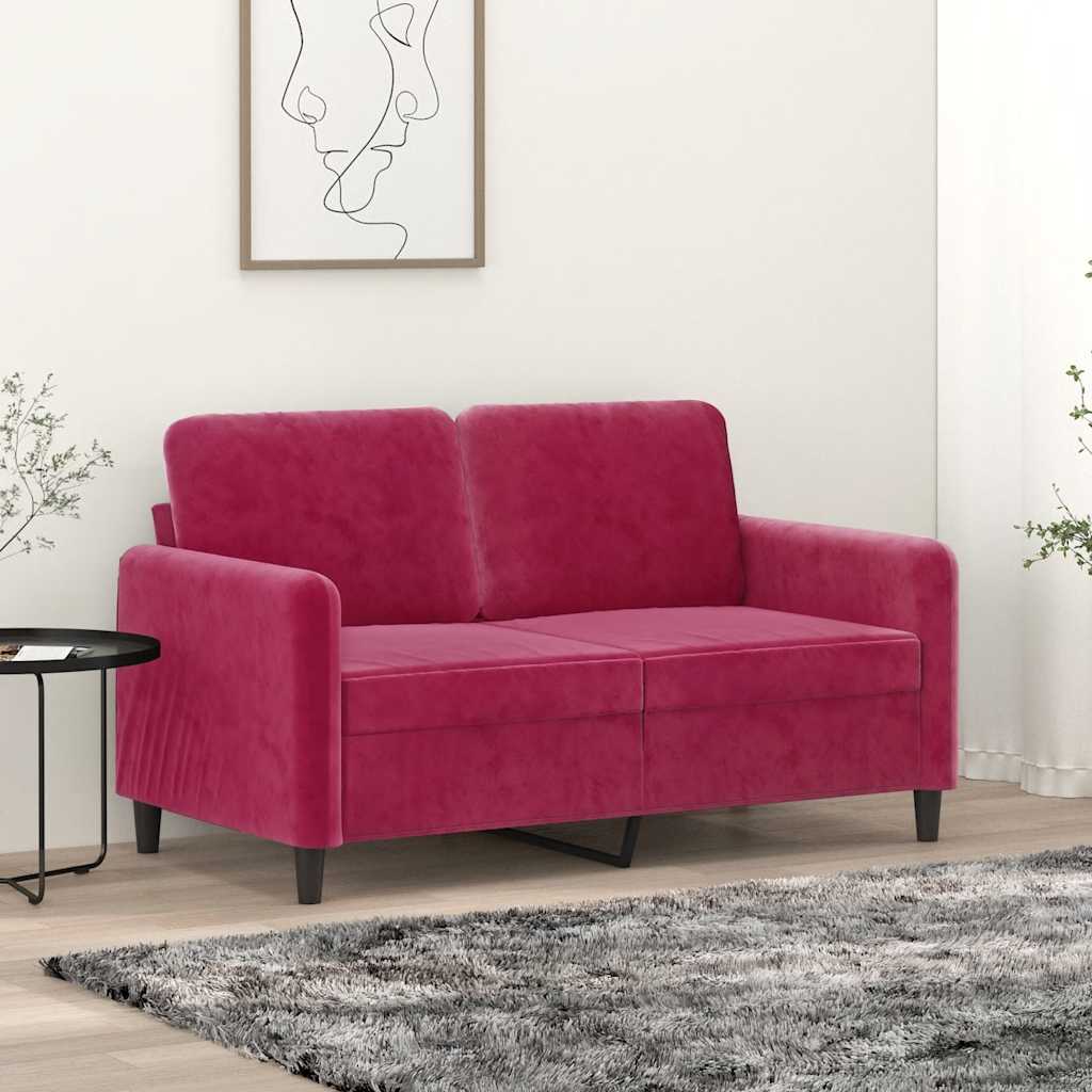Divano a 2 Posti Rosso Vino 120 cm in Velluto | homemem39