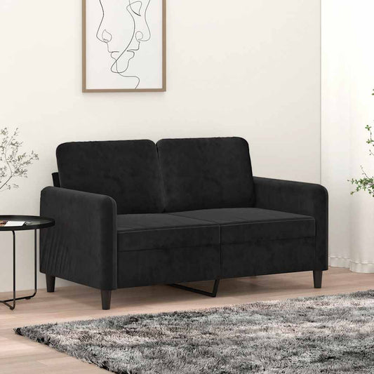 Divano a 2 Posti Nero 120 cm in Velluto | homemem39