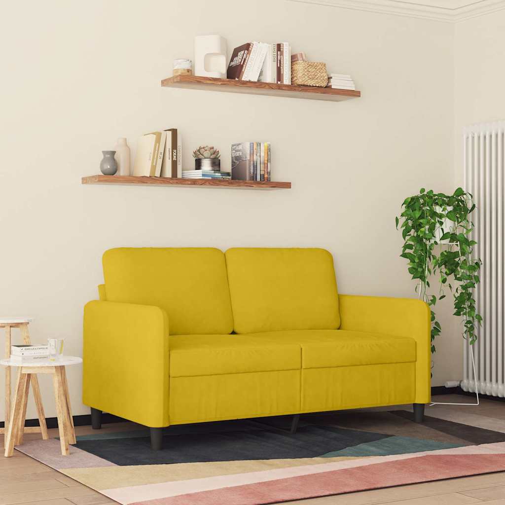 Divano a 2 Posti giallo 120 cm in Velluto | homemem39