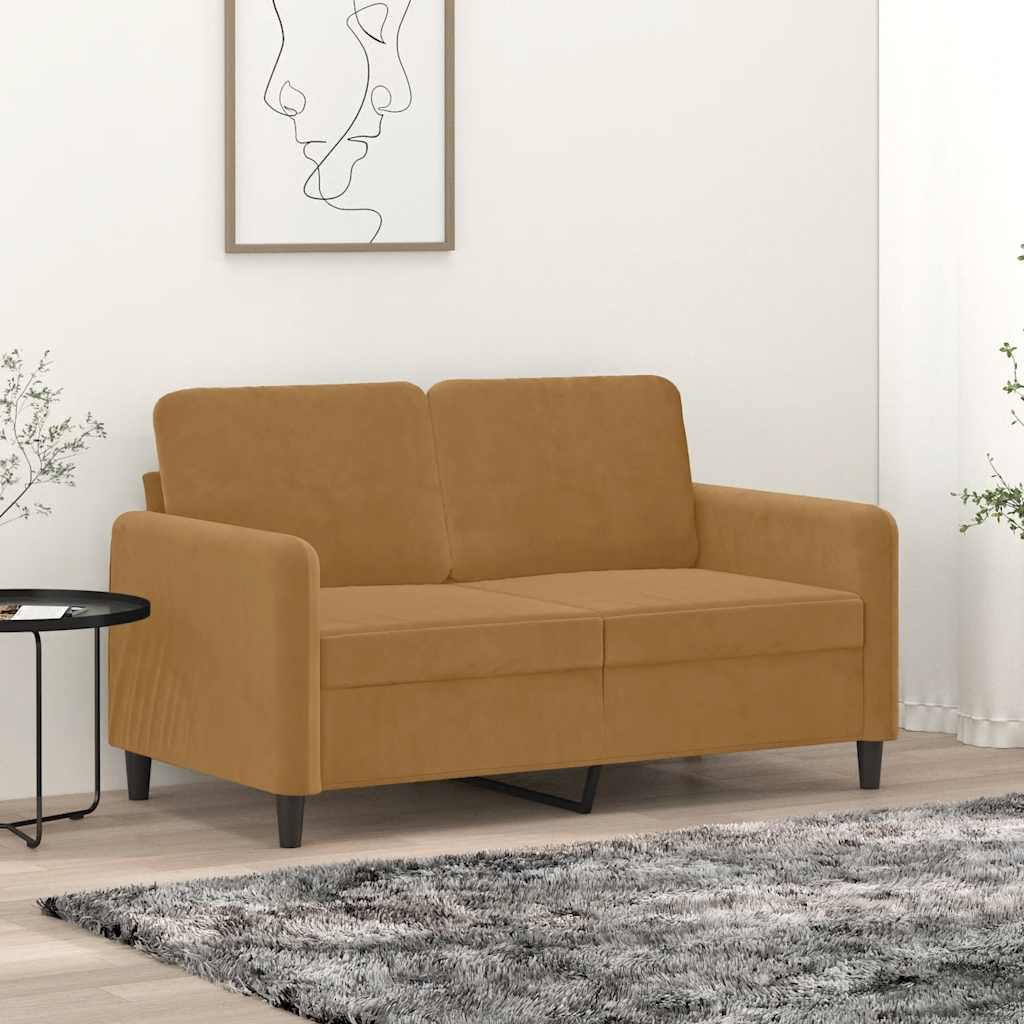 Divano a 2 Posti marrone 120 cm in Velluto | homemem39