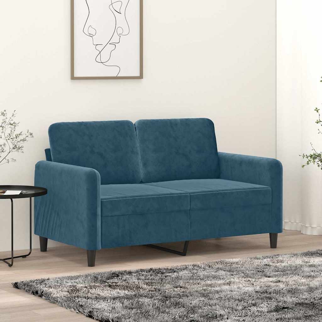 Divano a 2 Posti Blu 120 cm in Velluto | homemem39