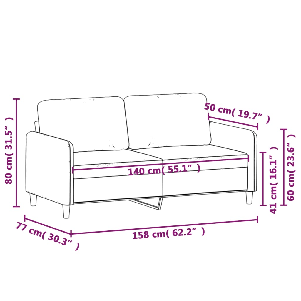 Divano a 2 Posti grigio scuro140 cm in Velluto - homemem39