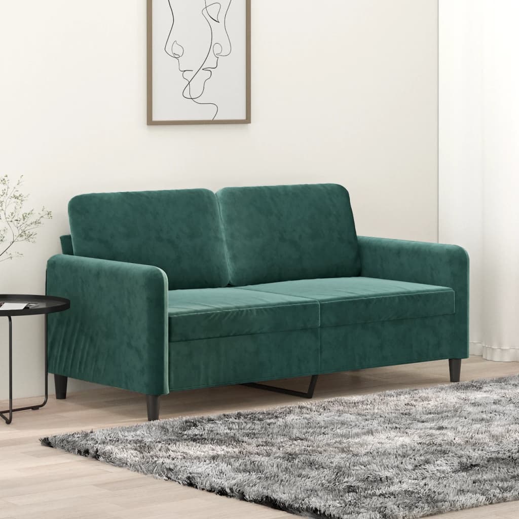 Divano a 2 Posti Verde Scuro 140 cm in Velluto - homemem39