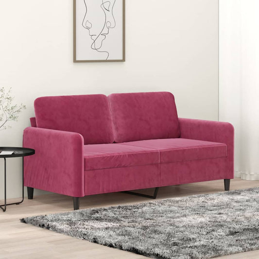 Divano a 2 Posti Rosso Vino 140 cm in Velluto - homemem39