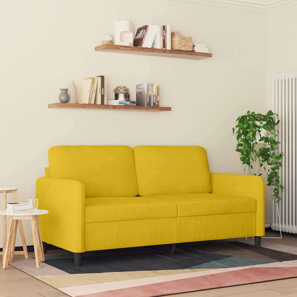 Divano a 2 Posti giallo 140 cm in Velluto | homemem39