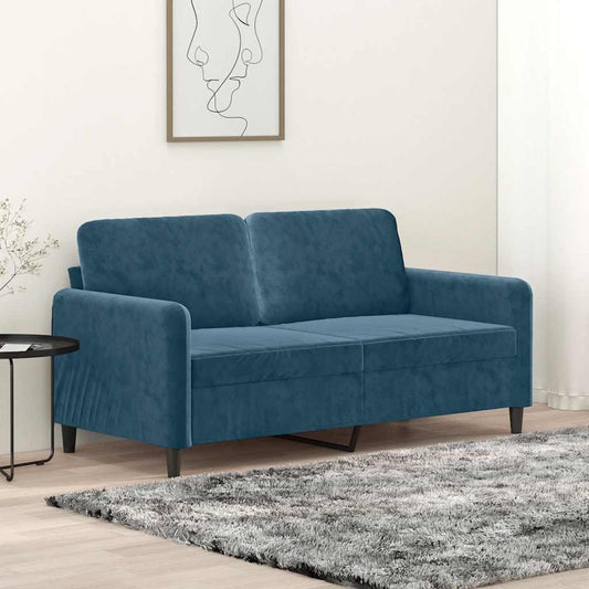 Divano a 2 Posti Blu 140 cm in Velluto | homemem39