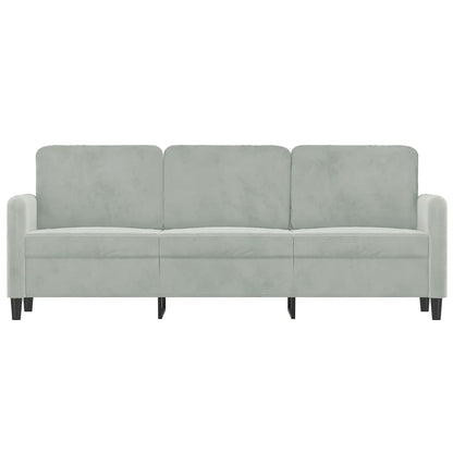 Divano a 3 Posti Grigio Chiaro 180 cm in Velluto