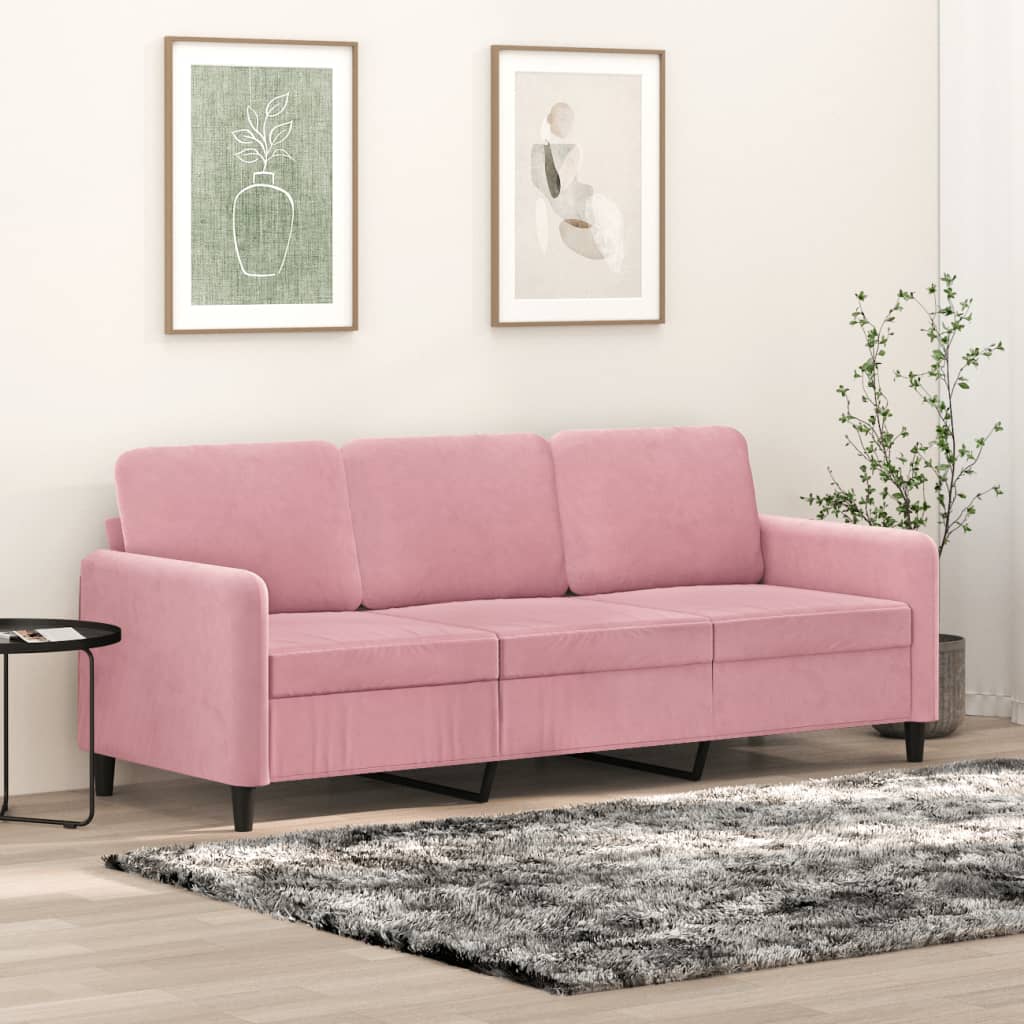 Divano a 3 Posti rosa 180 cm in Velluto | homemem39