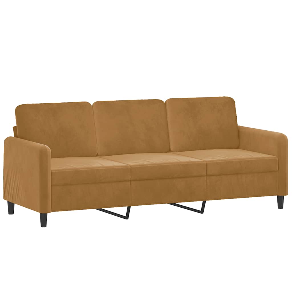 Divano a 3 Posti Marrone 180 cm in Velluto | homemem39