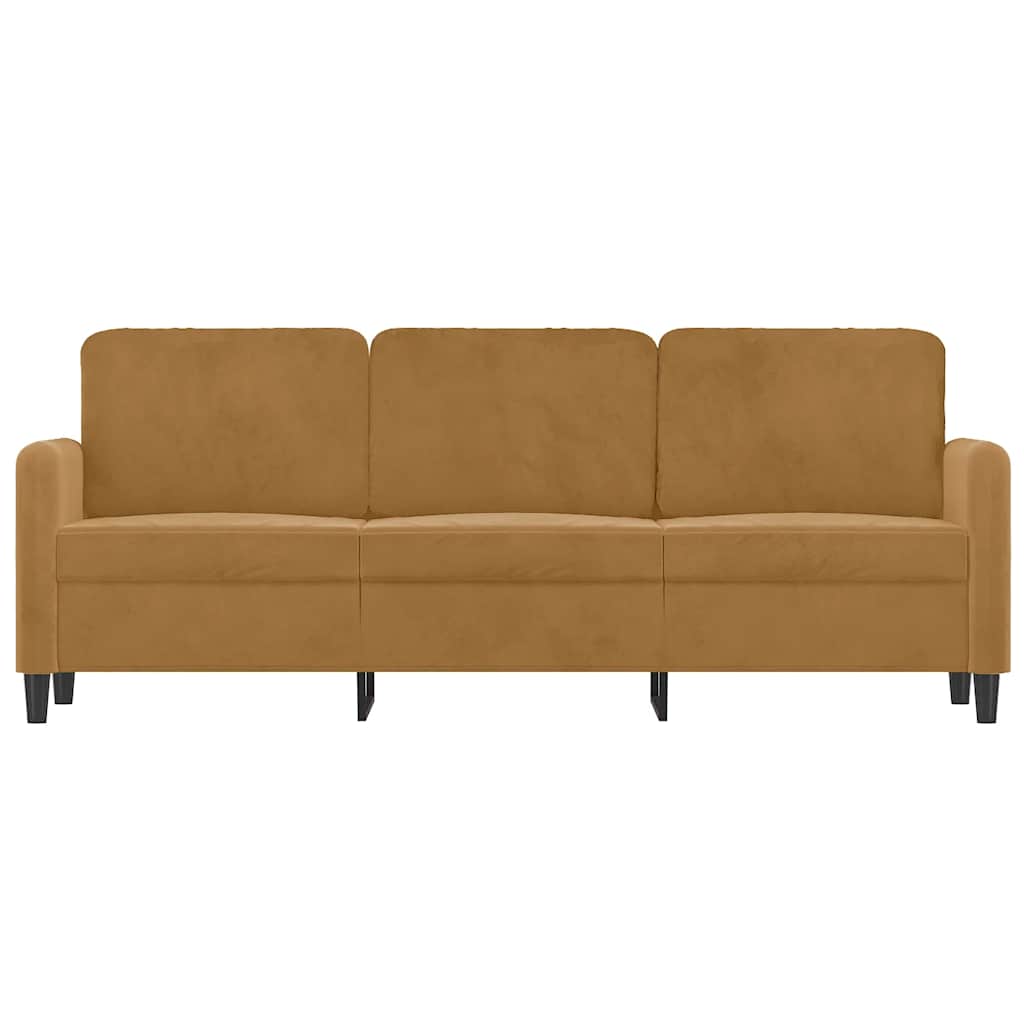 Divano a 3 Posti Marrone 180 cm in Velluto | homemem39