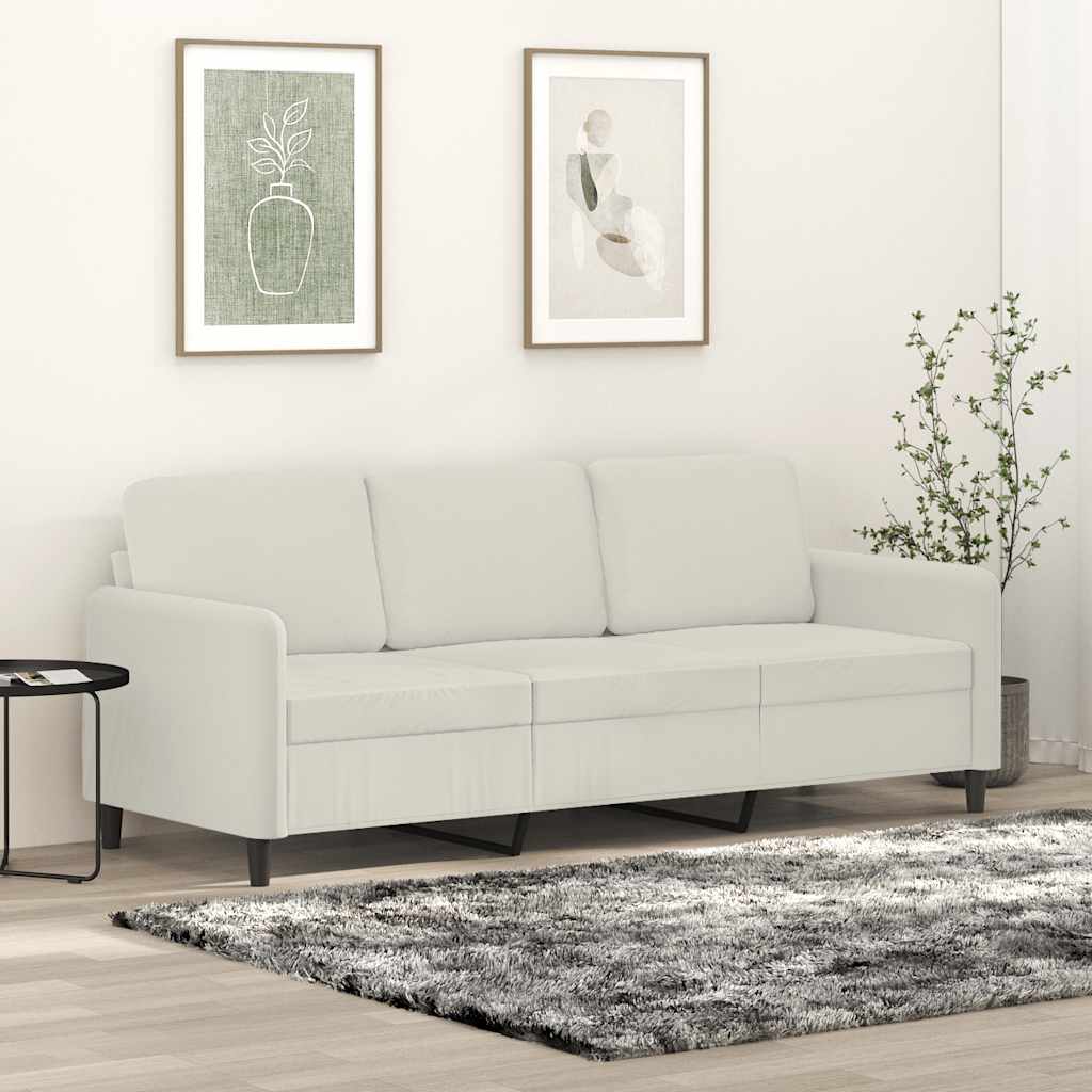 Divano a 3 Posti Crema 180 cm in Velluto | homemem39