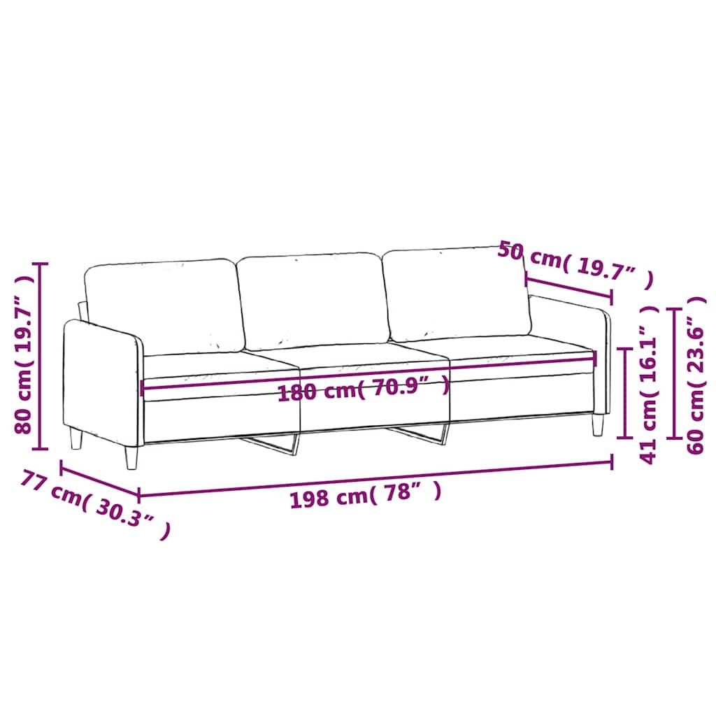 Divano a 3 Posti Blu 180 cm in Velluto | homemem39