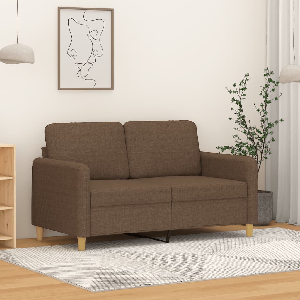 Divano a 2 Posti Marrone 120 cm in Tessuto | homemem39