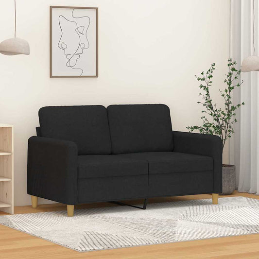 Divano a 2 Posti Nero 120 cm in Tessuto | homemem39