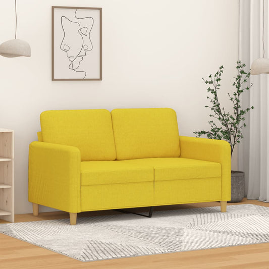 Divano a 2 Posti Giallo Chiaro 120 cm in Tessuto | homemem39