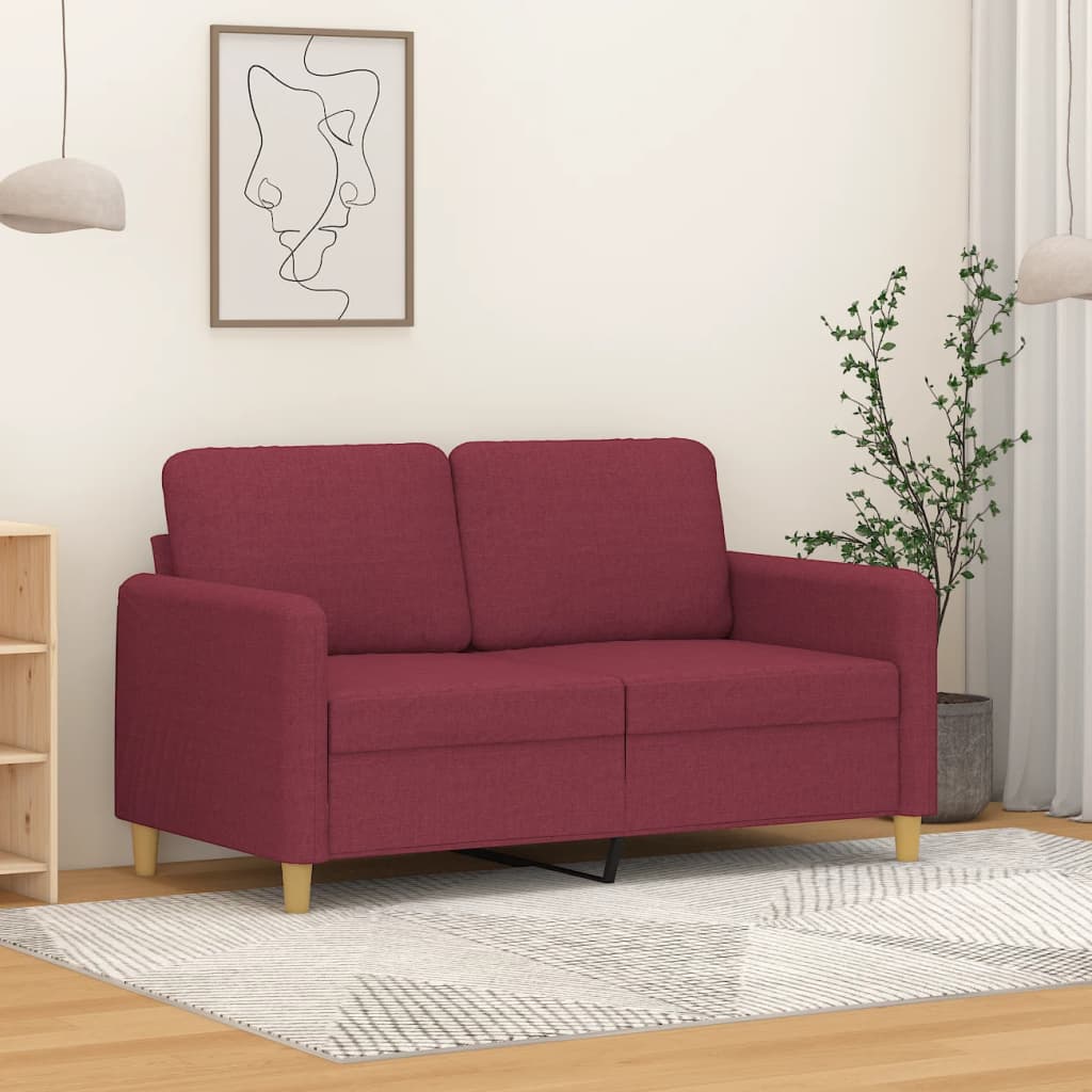 Divano a 2 Posti Rosso Vino 120 cm in Tessuto | homemem39