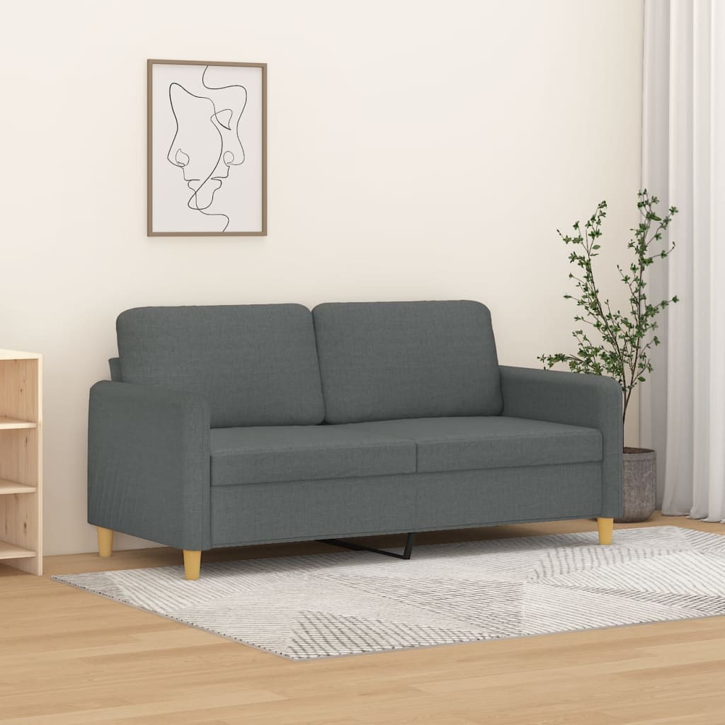 Divano a 2 Posti Grigio Scuro 140 cm in Tessuto | homemem39