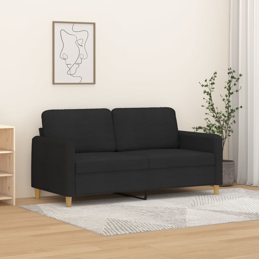 Divano a 2 Posti Nero 120 cm in Tessuto | homemem39