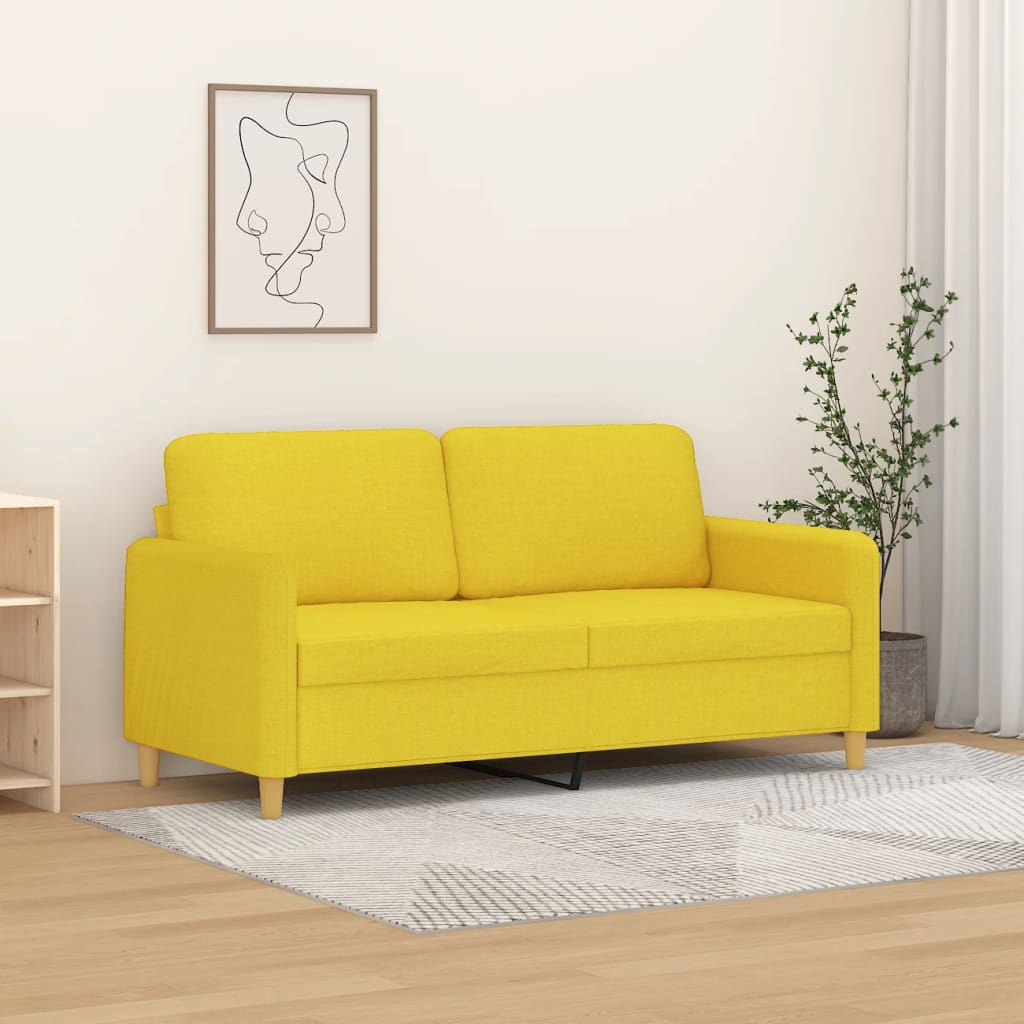 Divano a 2 Posti Giallo Chiaro 140 cm in Tessuto | homemem39