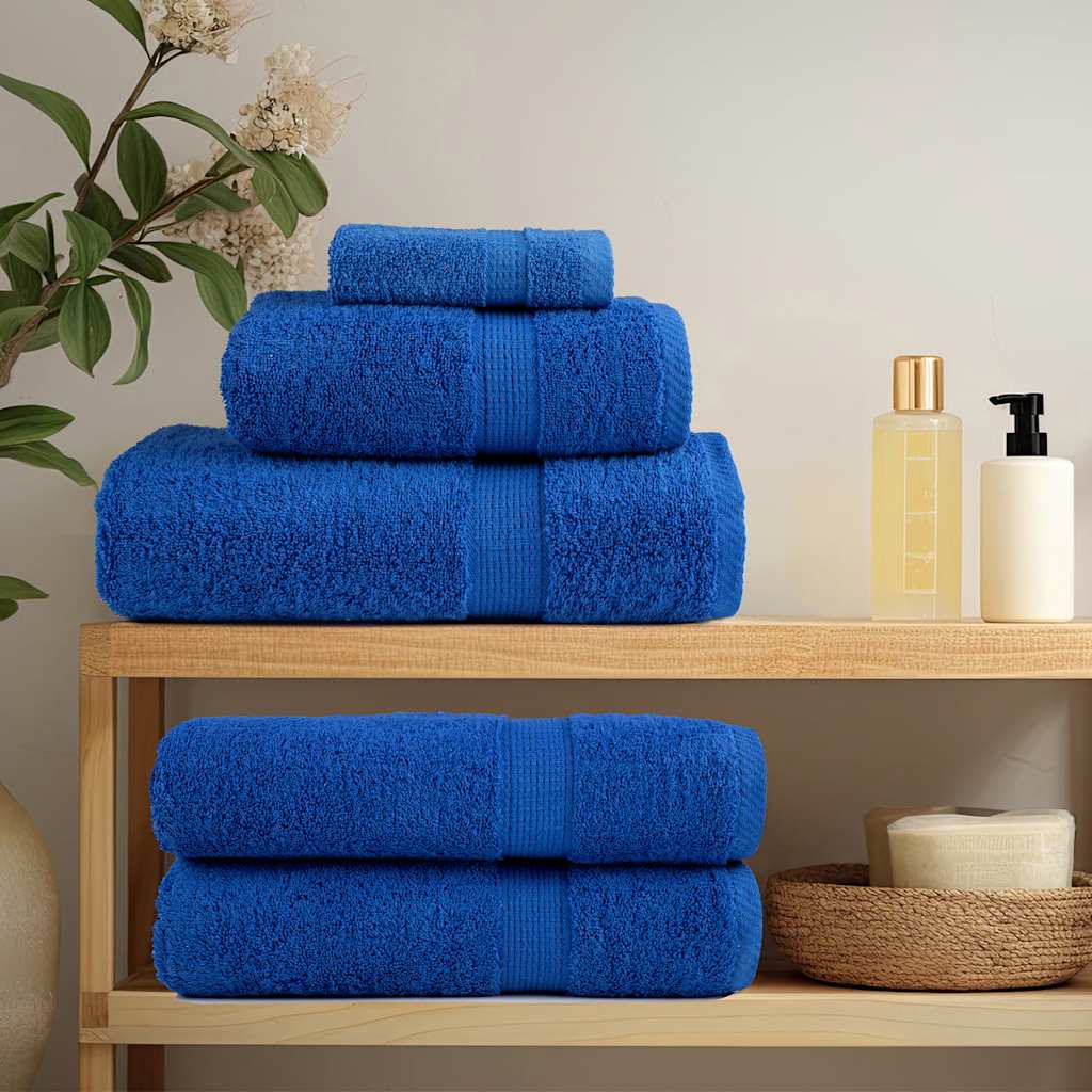 Asciugamani da Bagno 4 pz Blu 100x150cm 360g/m² 100% Cotone