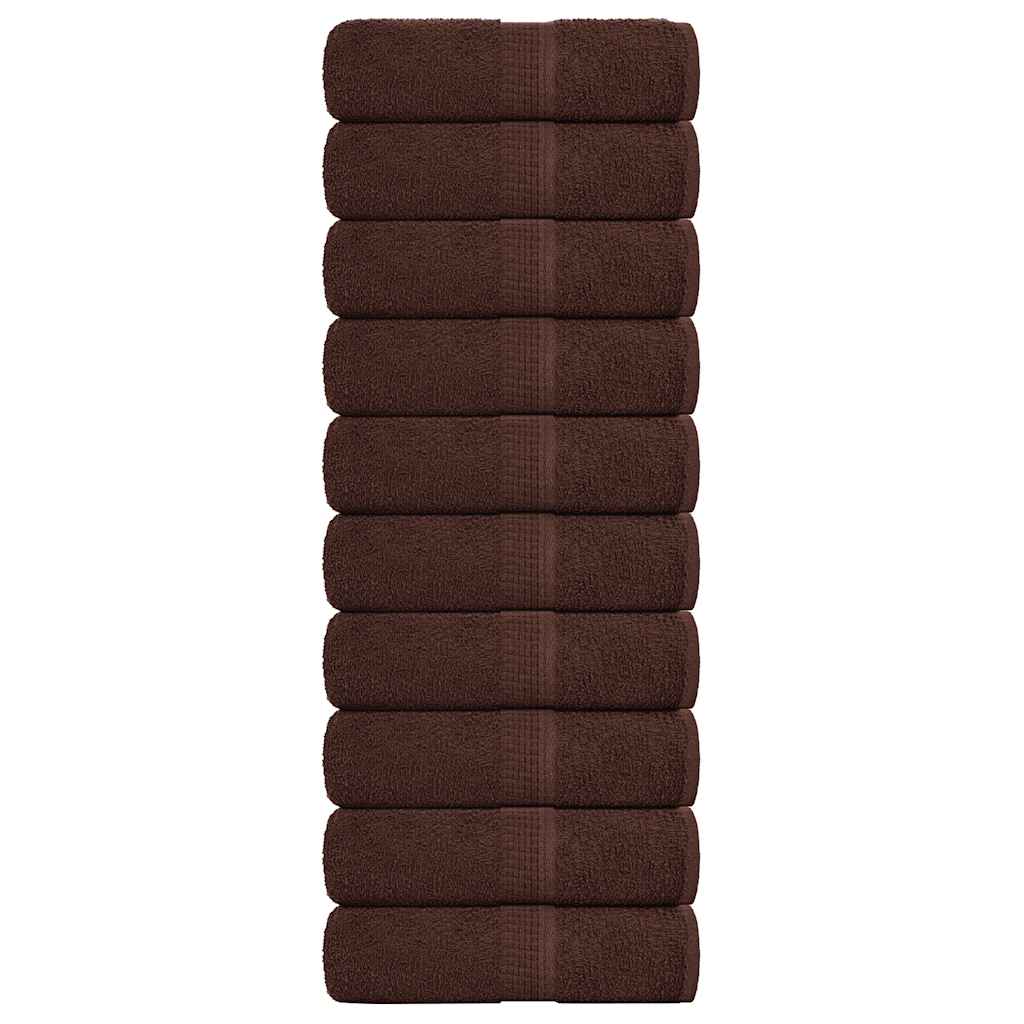 Asciugamani per ospiti FROGN 10 pz Marrone 30x50 cm 360 g/m²