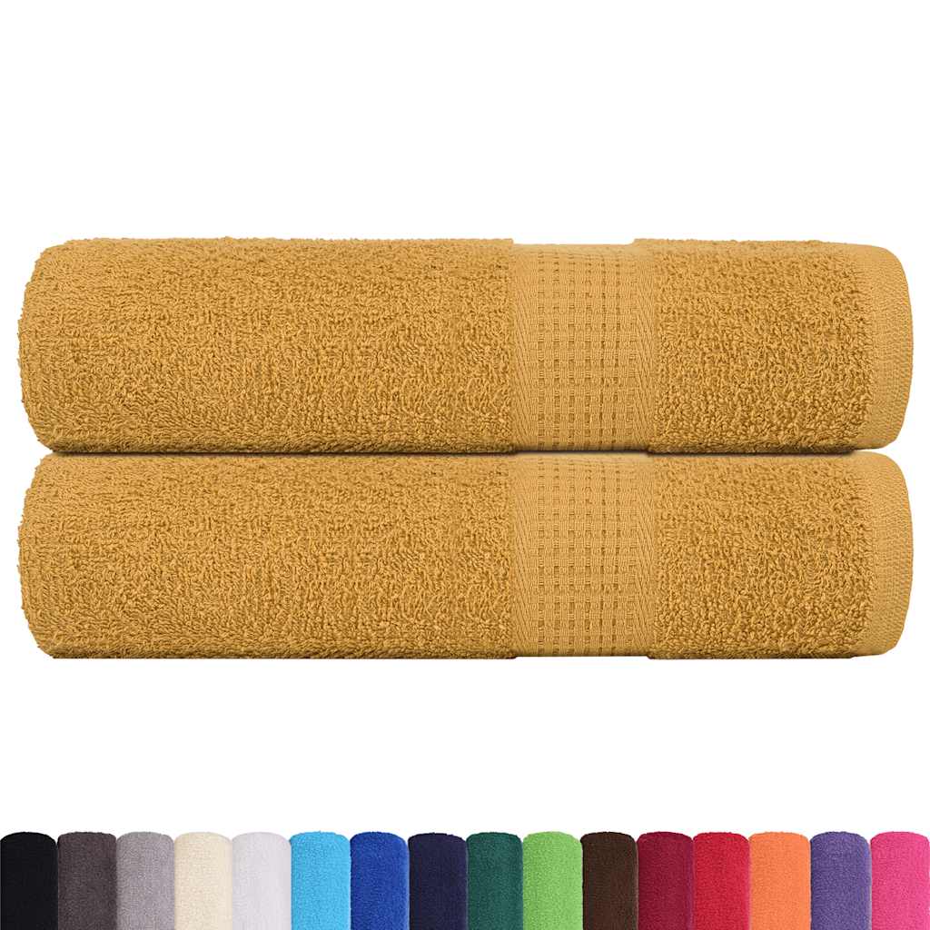 Asciugamani da Bagno 2 pz Oro 100x150 cm 360 g/m² 100% Cotone