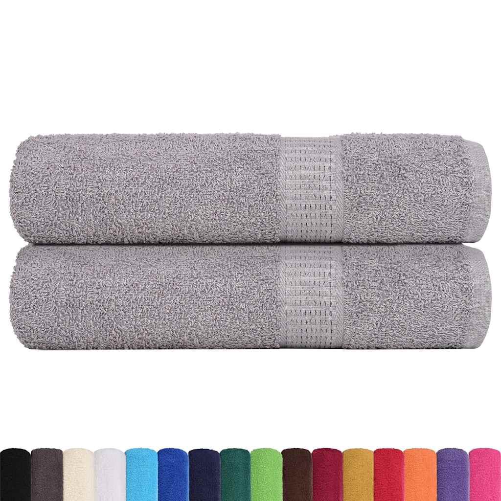 Asciugamani 2 pz Grigio 50x100 cm 360 g/m² 100% Cotone - homemem39