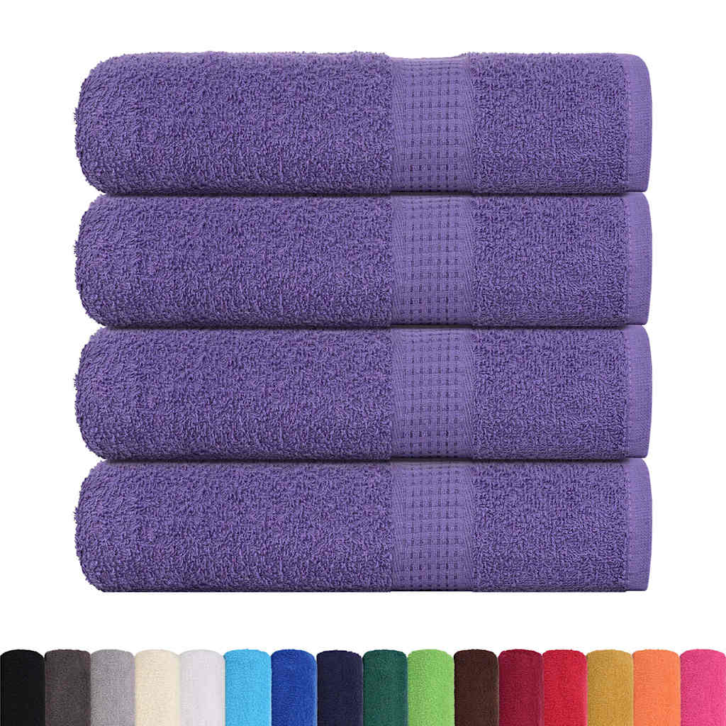 Asciugamani da Bagno 4 pz Viola 100x150cm 360g/m² 100% Cotone