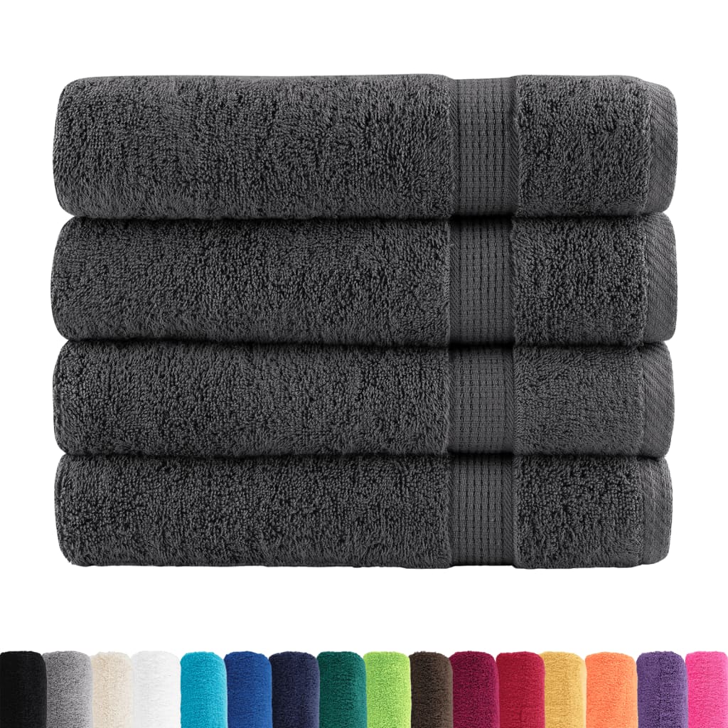 Asciugamani da bagno Premium SOLUND 4 pz Antracite 100x150 cm