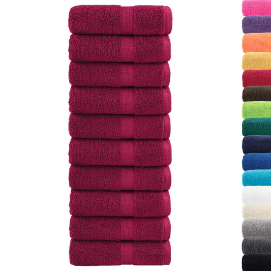 Asciugamani Ospiti SOLUND 10 pz Bordeaux 30x50 cm 600gsm - homemem39