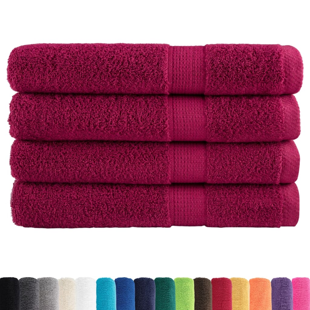Asciugamani per sauna Premium SOLUND 4 pz Bordeaux 80x200 cm