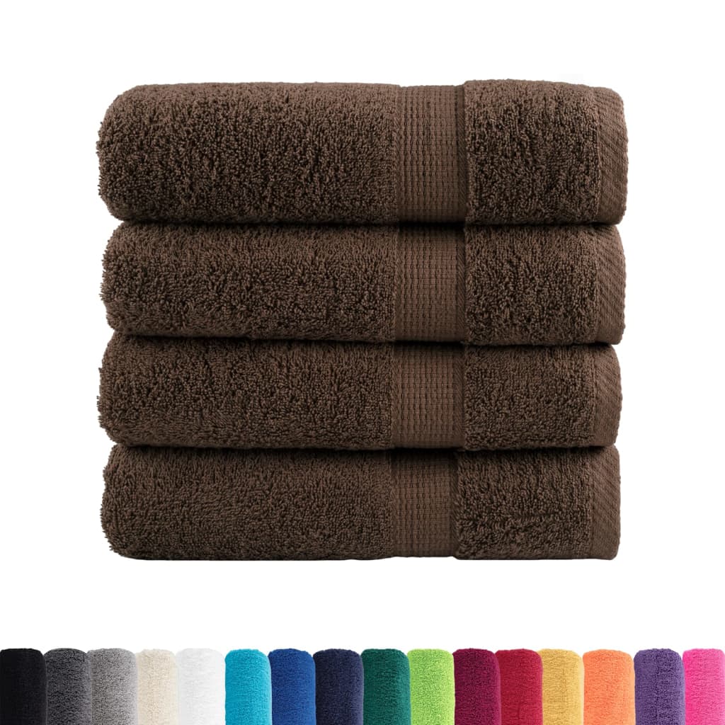 Asciugamani Premium SOLUND 4 pz Marrone 50x100 cm 600 g/m²