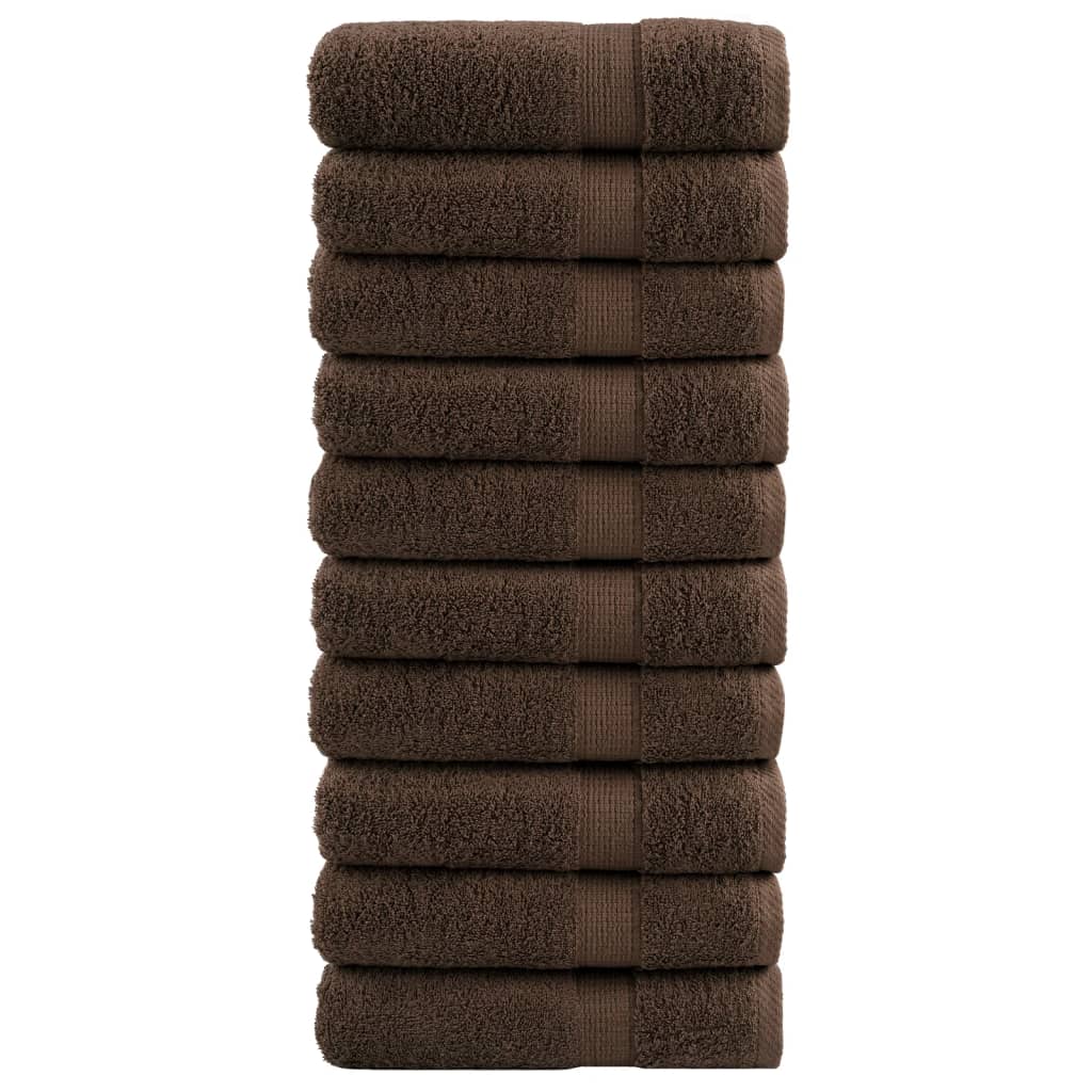Asciugamani Premium SOLUND 10 pz Marrone 50x100 cm 600 g/m²