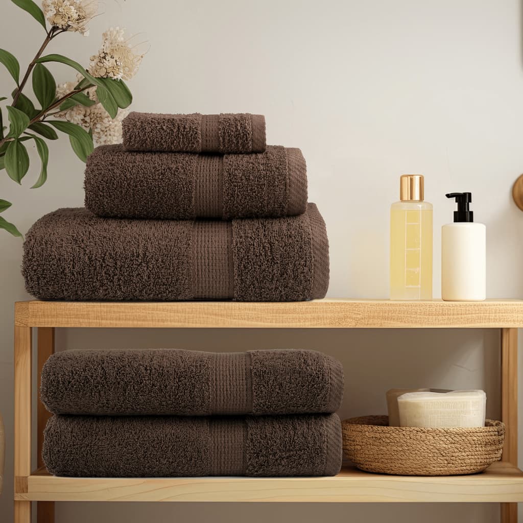 Asciugamani da doccia premium SOLUND 10 pz Marrone 70x140 cm
