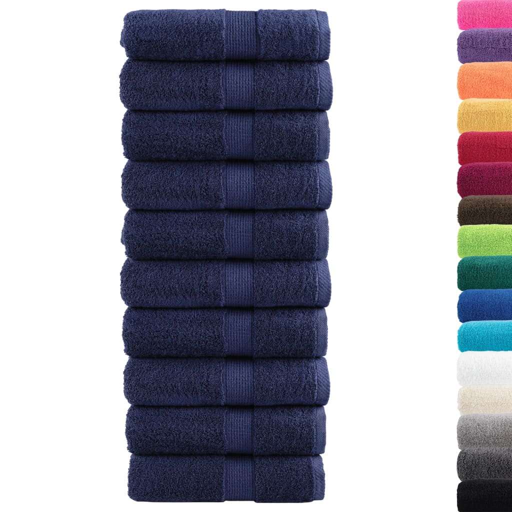 Asciugamani Premium SOLUND 10 pz Blu Navy 30x30 cm 600 g/m²