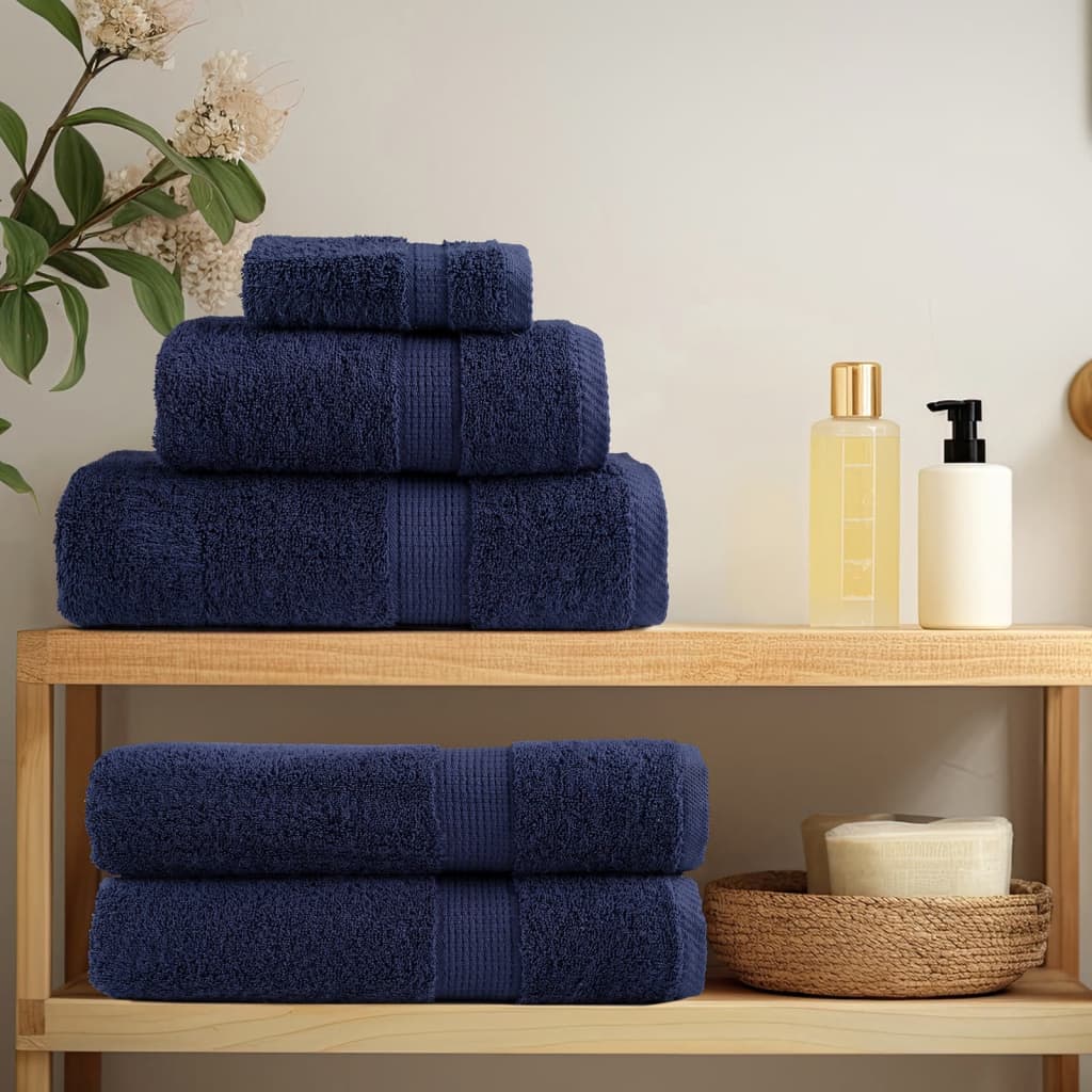 Asciugamani Premium SOLUND 10 pz Blu Navy 30x30 cm 600 g/m²