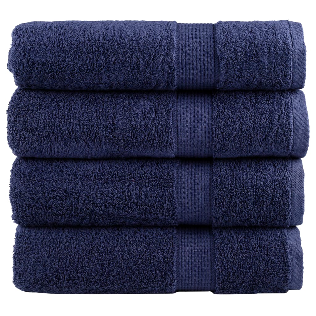 Asciugamani Premium SOLUND 4 pz Blu Navy 50x100 cm 600 g/m² | homemem39