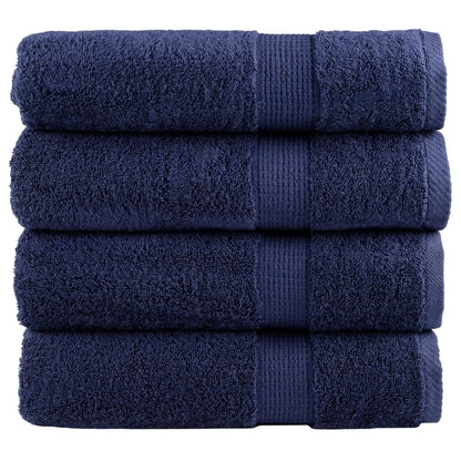 Asciugamani da Bagno SOLUND 4 pz Blu Navy 100x150cm 600gsm - homemem39