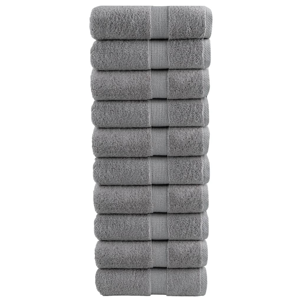 Asciugamani Premium SOLUND 10 pz Grigio 30x30 cm 600 g/m² | homemem39