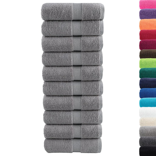 Asciugamani Ospiti SOLUND 10 pz Grigi 30x50 cm 600gsm - homemem39