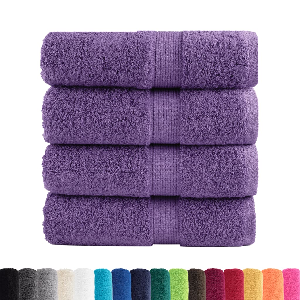 Asciugamani per Ospiti SOLUND 4 pz Viola 30x50 cm 600 g/m²